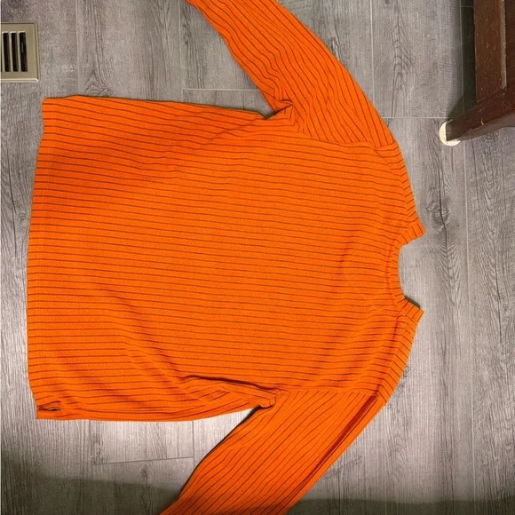 Orange Ribbed Knit Sweater Top - Picture 3 of 5